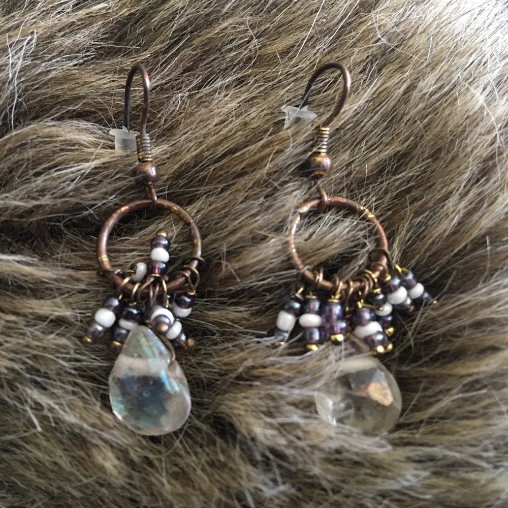 Vintage chandelier style beaded fish hook earrings